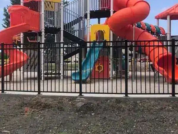 A completed fence installation on an Aaron Fence job site